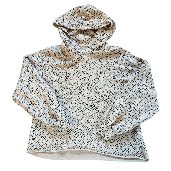 Abercrombie & Fitch Soft Collection Hooded Sweatshirt Tan Black Dots Womens Med - Picture 8 of 14